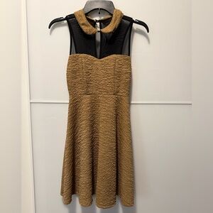 MODCLOTH Tan Sheer Top Sleeveless Dress
